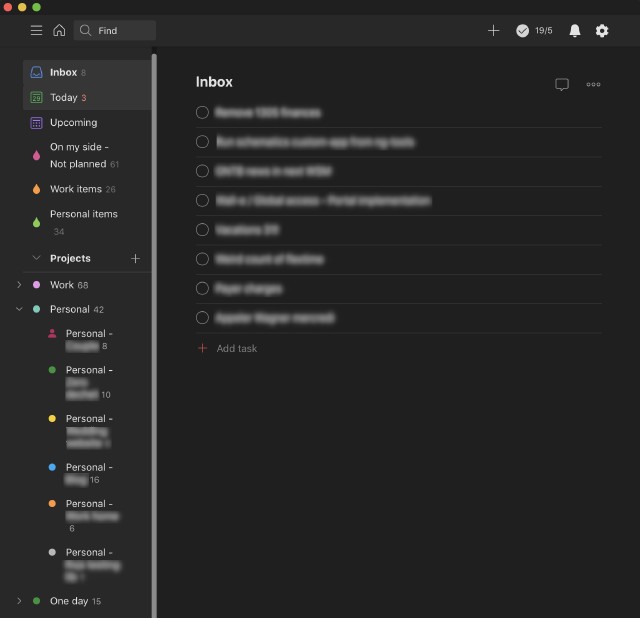 Example of my Inbox on Todoist