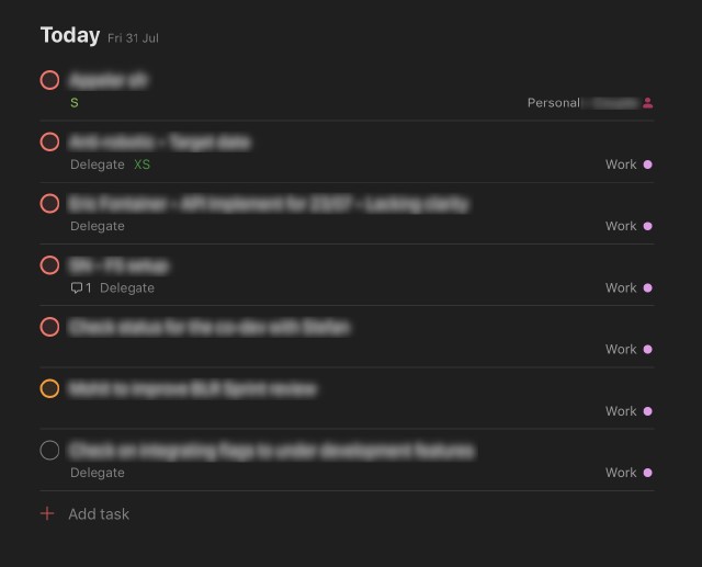 A screenshot of my todays list A screenshot of my todays list